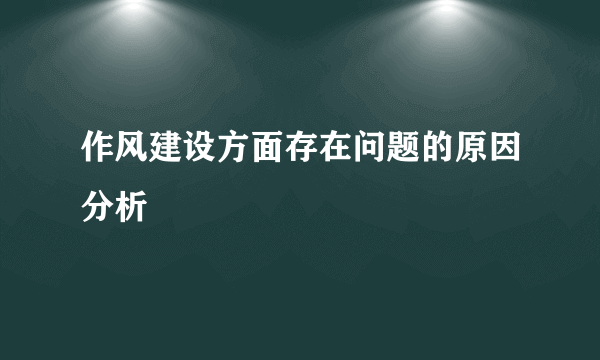 作风建设方面存在问题的原因分析