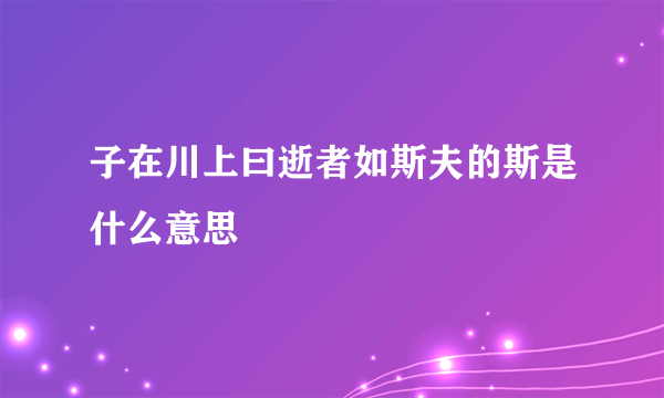 子在川上曰逝者如斯夫的斯是什么意思
