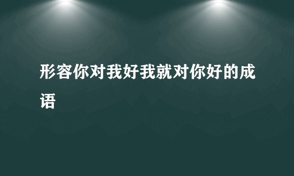 形容你对我好我就对你好的成语