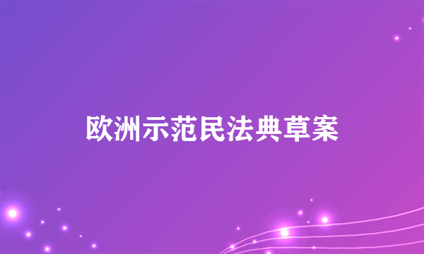 欧洲示范民法典草案