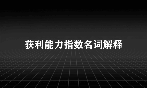 获利能力指数名词解释