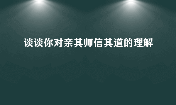 谈谈你对亲其师信其道的理解