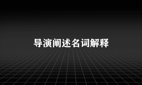导演阐述名词解释