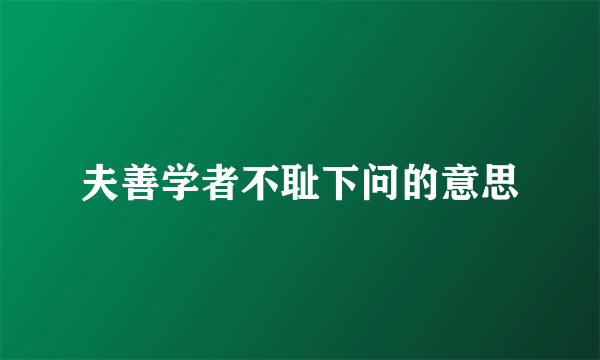 夫善学者不耻下问的意思