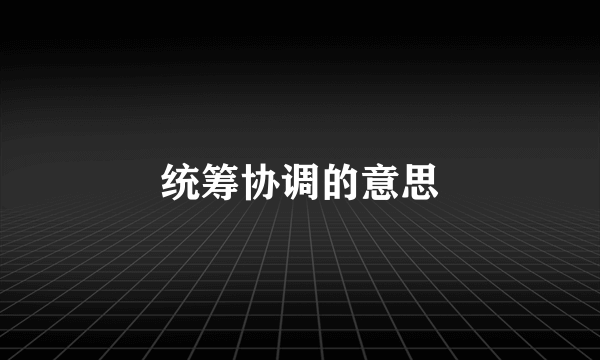 统筹协调的意思