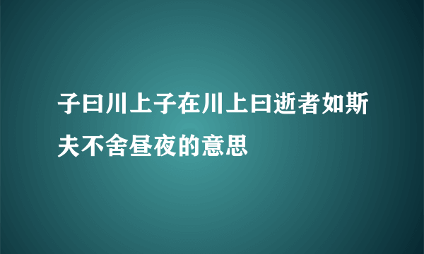 子曰川上子在川上曰逝者如斯夫不舍昼夜的意思