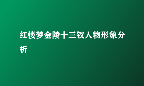 红楼梦金陵十三钗人物形象分析