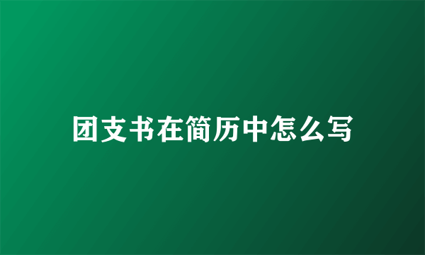 团支书在简历中怎么写
