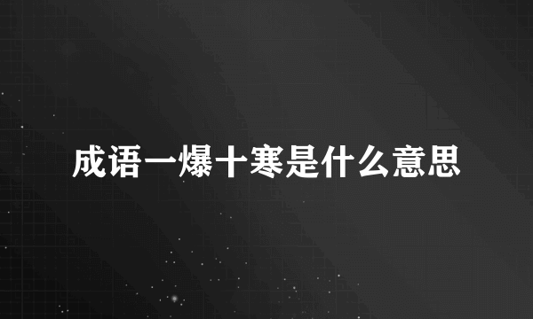 成语一爆十寒是什么意思