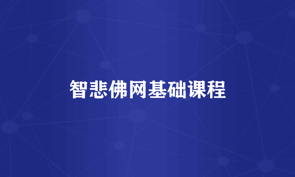 智悲佛网基础课程