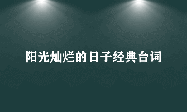 阳光灿烂的日子经典台词