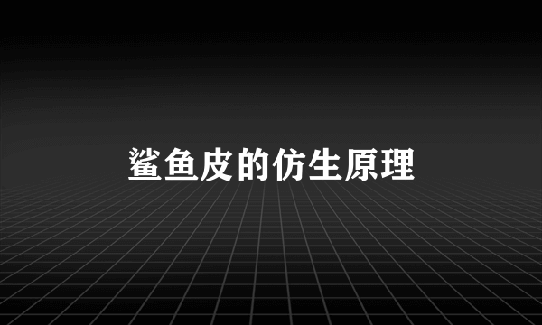 鲨鱼皮的仿生原理