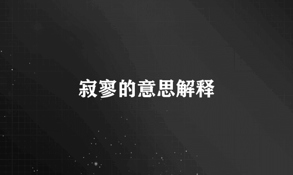 寂寥的意思解释