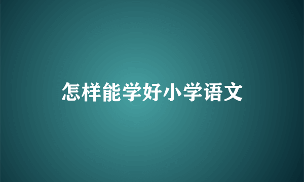 怎样能学好小学语文