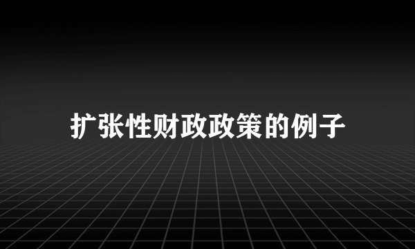 扩张性财政政策的例子