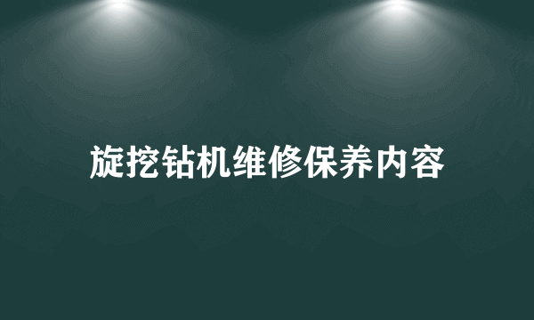 旋挖钻机维修保养内容