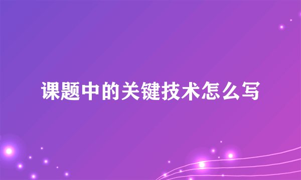 课题中的关键技术怎么写
