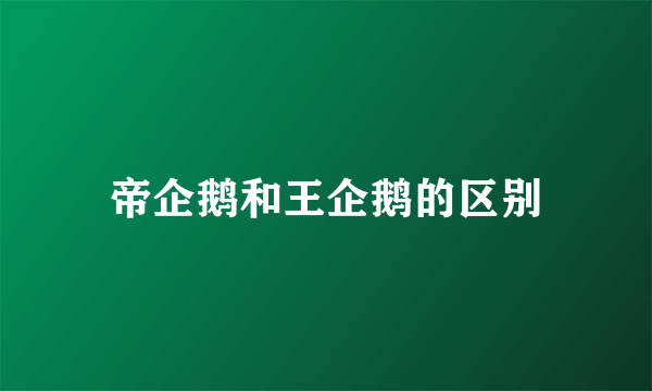 帝企鹅和王企鹅的区别