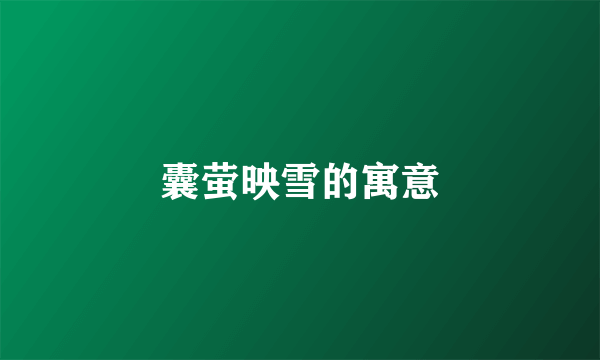 囊萤映雪的寓意