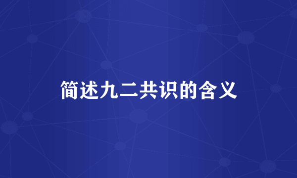 简述九二共识的含义