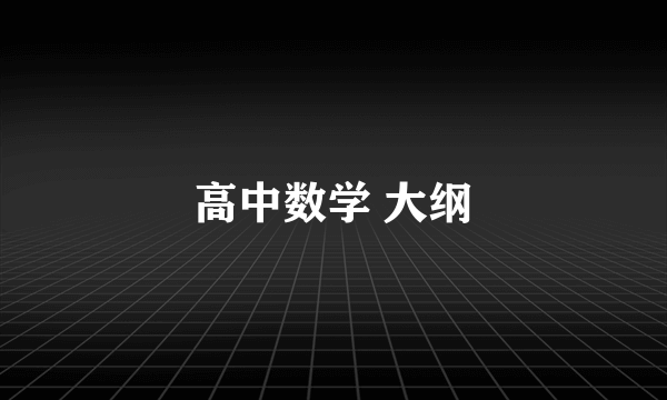 高中数学 大纲