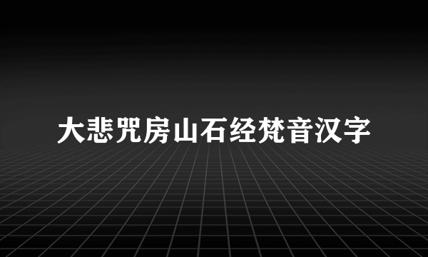 大悲咒房山石经梵音汉字