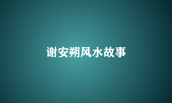 谢安朔风水故事