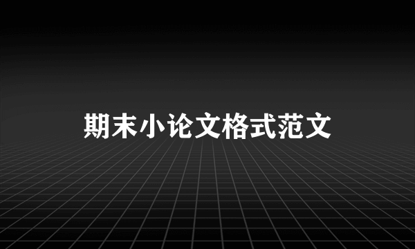 期末小论文格式范文