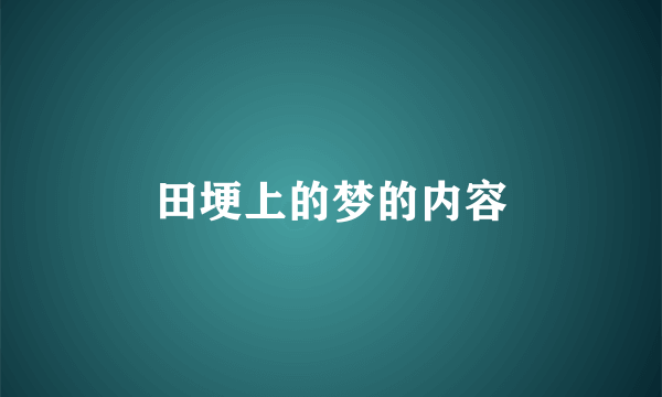 田埂上的梦的内容