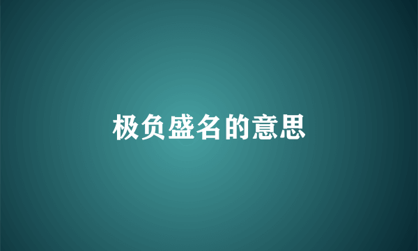 极负盛名的意思