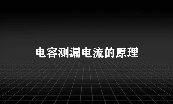 电容测漏电流的原理