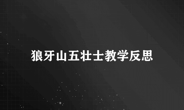 狼牙山五壮士教学反思