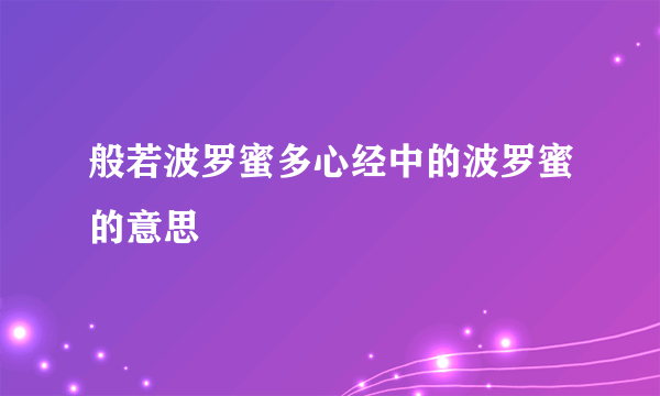 般若波罗蜜多心经中的波罗蜜的意思