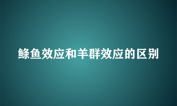 鲦鱼效应和羊群效应的区别