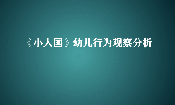 《小人国》幼儿行为观察分析