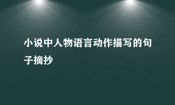 小说中人物语言动作描写的句子摘抄