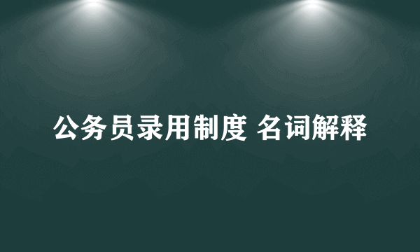 公务员录用制度 名词解释