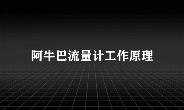 阿牛巴流量计工作原理