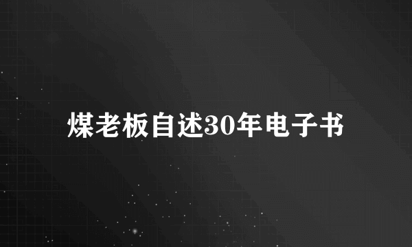 煤老板自述30年电子书
