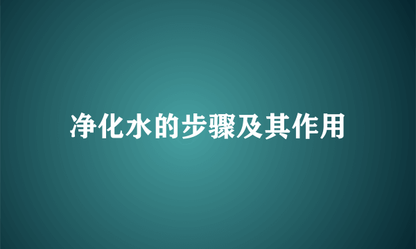 净化水的步骤及其作用