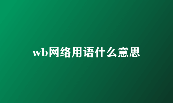 wb网络用语什么意思