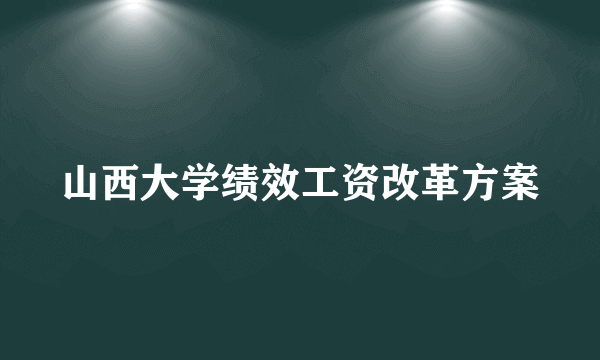 山西大学绩效工资改革方案