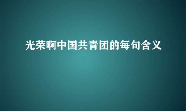 光荣啊中国共青团的每句含义