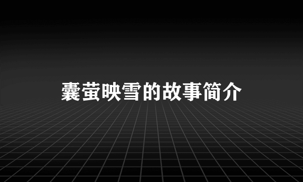 囊萤映雪的故事简介