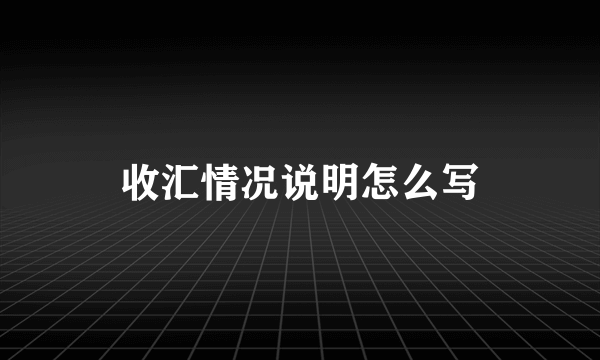 收汇情况说明怎么写