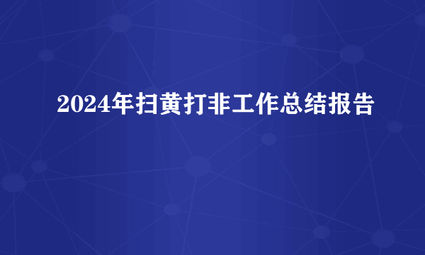 2024年扫黄打非工作总结报告