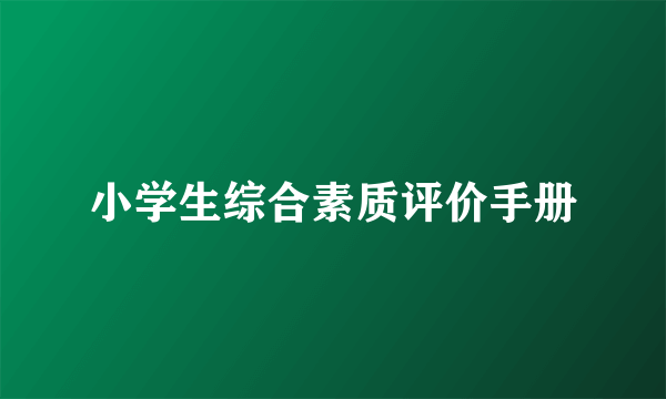 小学生综合素质评价手册