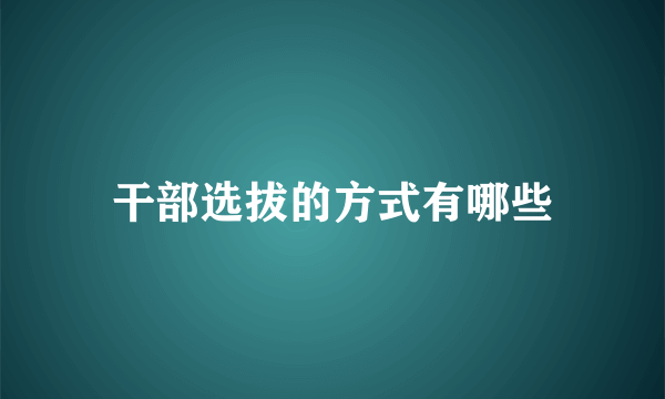 干部选拔的方式有哪些