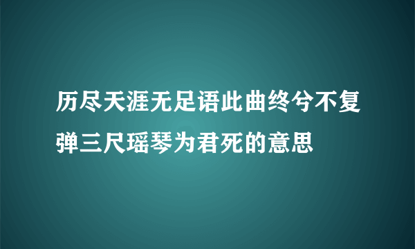 历尽天涯无足语此曲终兮不复弹三尺瑶琴为君死的意思