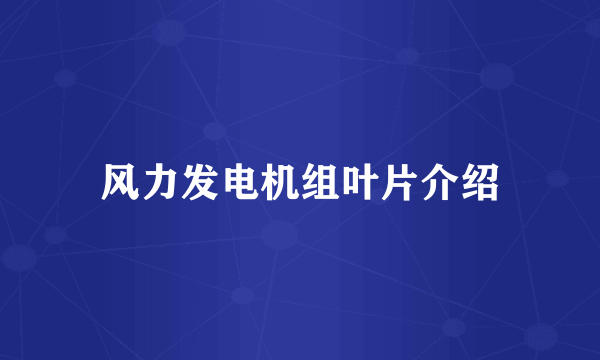 风力发电机组叶片介绍